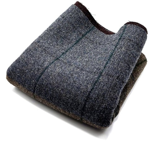 Grey brown check wool - grey, fabric