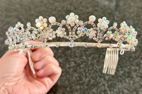 Silver crystal tiara with - &,