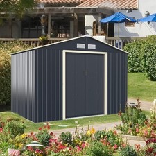 Metal Garden Shed 6X4ft 8X6ft 8X10ft Outdoor Storage House Tool Bike Door Roof