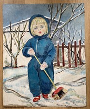 Vintage Oil Painting Child
