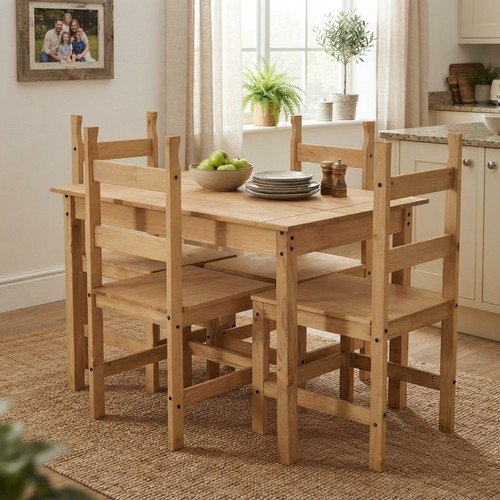 Stained pine wood dining - stained,