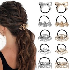 Women Metal Ponytail Holder Hair Bands Elastic Hair Ties Black hairbands Gift