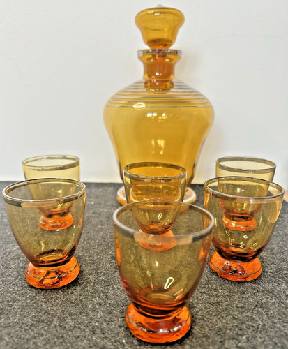 Vintage gilded amber glass