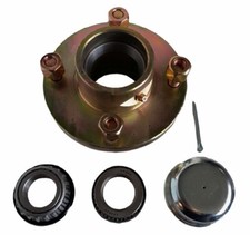 4 STUD TRAILER HUB, 4" PCD COMPLETE, BEARINGS, WHEEL NUTS, DUST CAP, SPLIT PIN