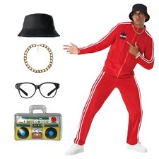 Men`s 1980s Red Rapper Costume