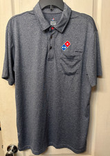 Dominos Pizza Gear Mens Shirt Gray Medium Polo Short Sleeve Uniform