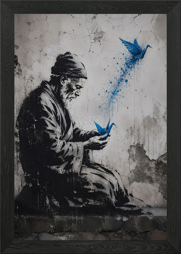 Street art monk with - monk,