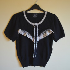 New! Friends of Couture black ruffle bib jumper - UK 12 - peter pan collar