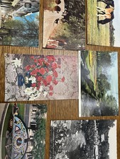 7 X Vintage Postcards Urban Life, Parks Etc. Mailed W Interesting Postmarks