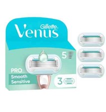 Gillette Venus Razor Blade Refills, Pro Smooth Sensitive 5 Blade - Pack of 3 NEW