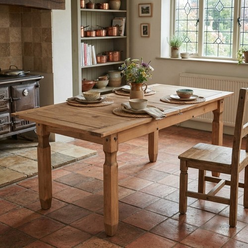Rustic extending dining table - extending,