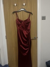 Red Satin Prom Dress Long Evening Gown Size 8 Good Condition