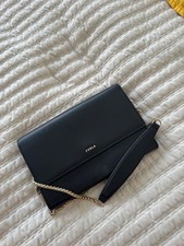 furla black leather shoulder
