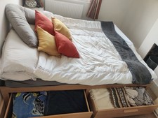 IKEA BRIMNES Day-bed frame with 2 drawers, natural wood, 80x200 cm