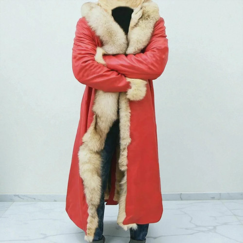 Men red winter coat with - red,
