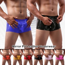 Men PVC Leather Open Crotch