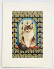 LESLEY ANNE IVORY CAT - Small Vintage Colour Book Plate - Mounted for Framing