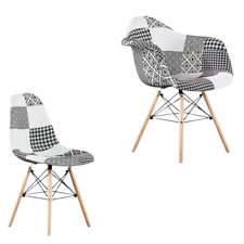 Patchwork Dining Chairs Retro Side Chair Modern Black & White Armchair Office