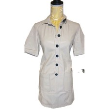 Zara Size S Cream Light Beige Short Faux Leather Dress Short Sleeve V Neck