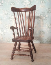 Dolls house walnut coloured high back kitchen chair.