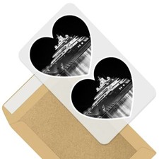 2 x Heart Stickers 10 cm - BW
