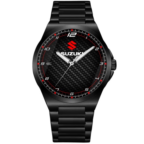 Wristwatch black steel fan - black, art