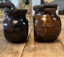  SET OF 2 x VINTAGE OLD MARMITE JARS POTS BOTTLES RUSTY LIDS STILL ON 