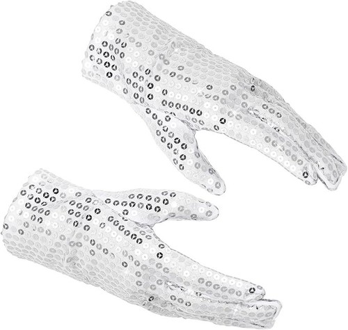 Silver sequin glitter gloves - silver,