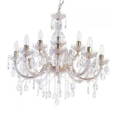 Litecraft Marie Therese Chandelier Ceiling Light Crystal Effect 12 Arm - Gold   