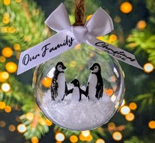 Custom Family Penguin Christmas Bauble 2025 Single Parent Large Family Bauble UK