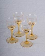 Vintage Yellow Cordial  Aperitif Liqueur  Glasses Set of 4