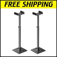 Cable Concealing Speaker Stands - 43.3" Adjustable Universal Holders for 11 lbs