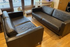 Modern Brown Leather IKEA Sofa