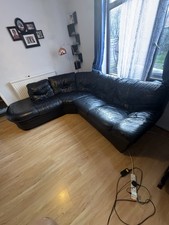 Leather Corner Sofa Black