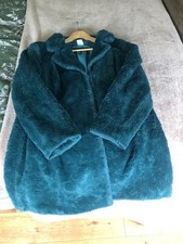 Teal Blue Vintage Faux Fur Coat 14/16