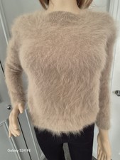 100% Luxurious Longhaired Angora Jumper In Tan is exquisitely soft & furry.