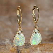 9ct Gold Gf Opal White Fire