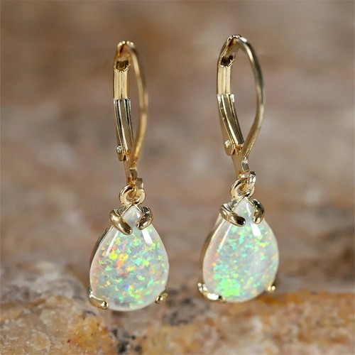 9ct gold opal white fire - gf,