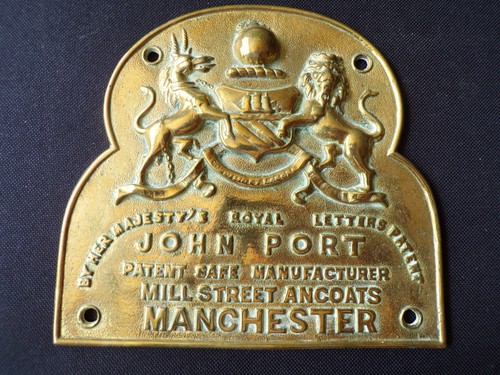 Vintage brass safe plaque - brass,