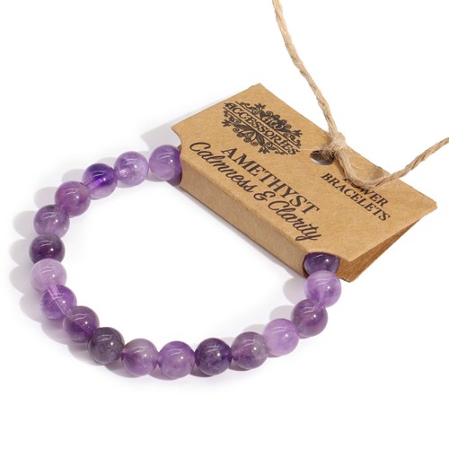 Amethyst gemstone bracelet 8mm - gemstone,