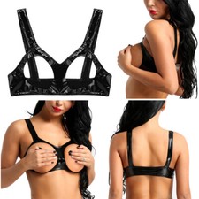 Sexy Women Open Bust Bra Nightclub Lingerie Crop Tank Tops Vest Night Clubwear