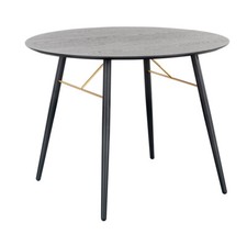 Black Oak Effect & Copper Accents Round Dining Table Dia100 x H75cm CELONA
