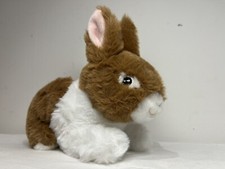 Keel Eco Toys Rabbit Super Soft Toy Laying Plush Brown White 8" 100 % Recycled