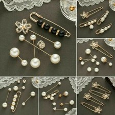 Muslim Hijab Clip Headscarf Shawl Women Girl Pearl Silver Gold Scarf Brooch Pin