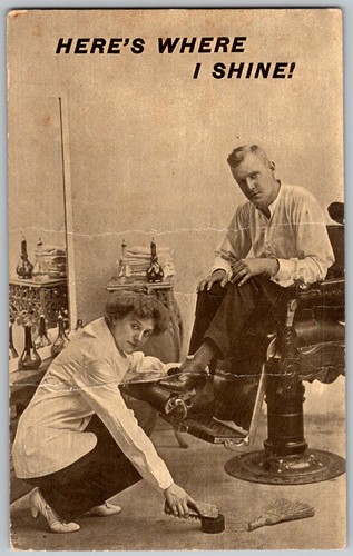 Antique postcard shoe shine - antique,