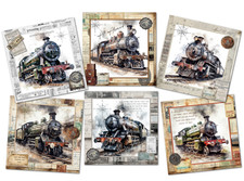 6 Vintage Steam Trains Card