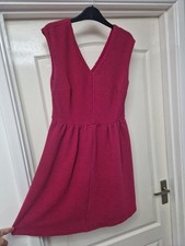 Oliver Bonas Poem Size 10 Dress Raspberry Pink Skater Stretch Lined Jersey
