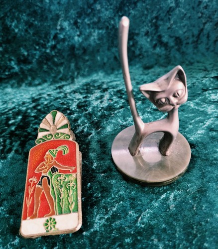 Cat ring holder silver plated - cat,