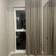 Wave Curtain Floor To Ceiling With Black Out By Hillary’s Colour Tetbury Smoke