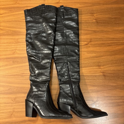 Over knee black snakeskin - knee,